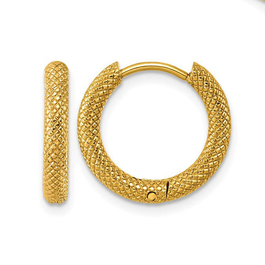 Stainless Steel IP-Plated Hinged Hoop Earrings