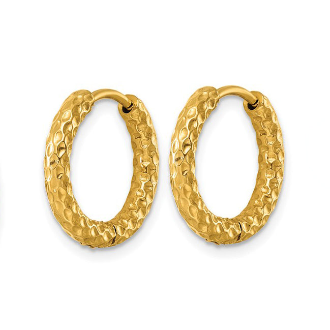 Stainless Steel IP-Plated Hinged Hoop Earrings