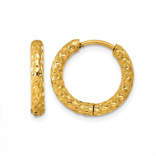 Stainless Steel IP-Plated Hinged Hoop Earrings