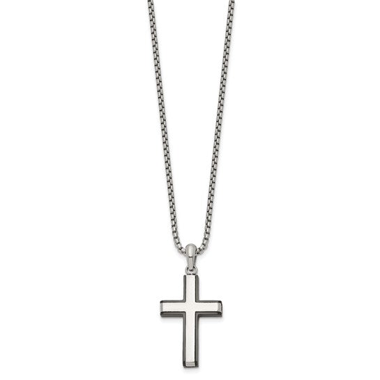 Stainless Steel Black Ip-plated Cross