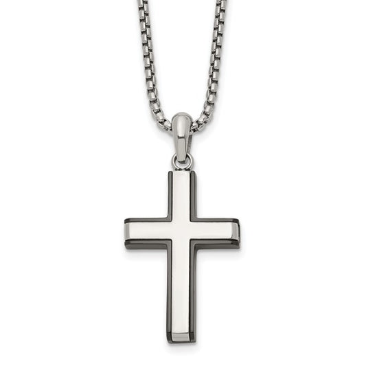 Stainless Steel Black Ip-plated Cross