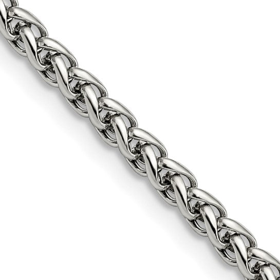 Stainless Steel 4mm Wheat Chain 20"
