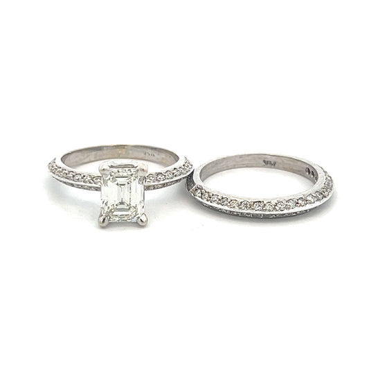 Estate Collection 14K Emerald Cut Diamond Engagement Ring Set