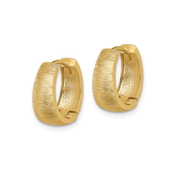 14K Gold 14mm Textured Hoop Earrings