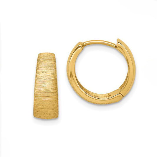 14K Gold 14mm Textured Hoop Earrings