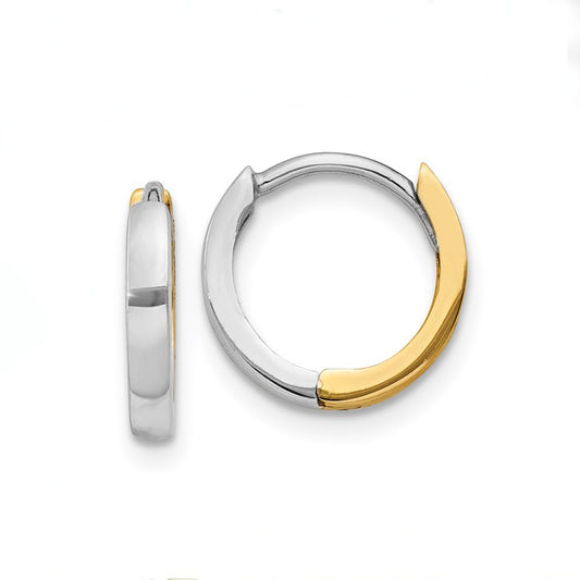 14k Gold Two-Tone Reversable Round Small Hoop Earrings