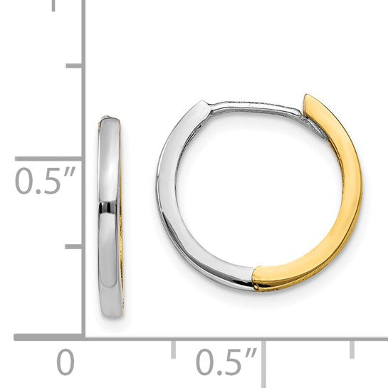 14k Gold Reversible Two-Tone 11mm Hinged Hoop Earrings