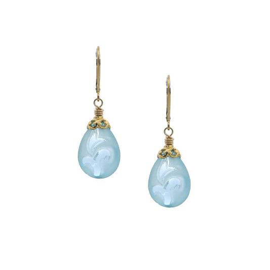 Anatoli Collection Carved Blue Topaz Earrings