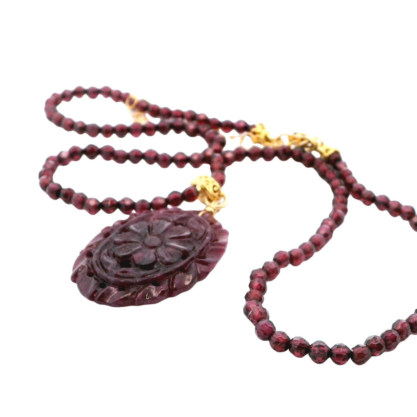 Anatoli Collection Vermeil Carved Ruby & Garnet Necklace