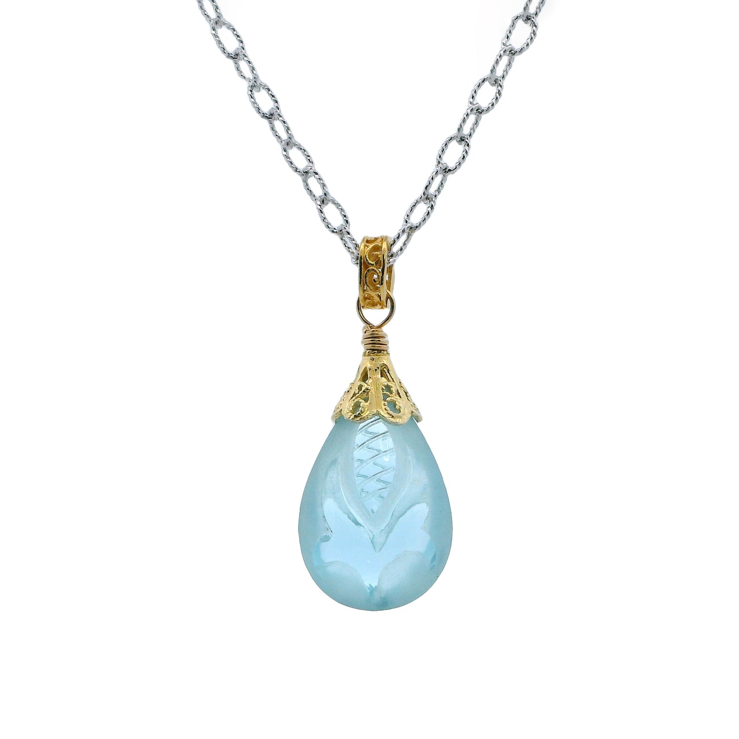 Anatoli Collection Carved Blue Topaz Pendant