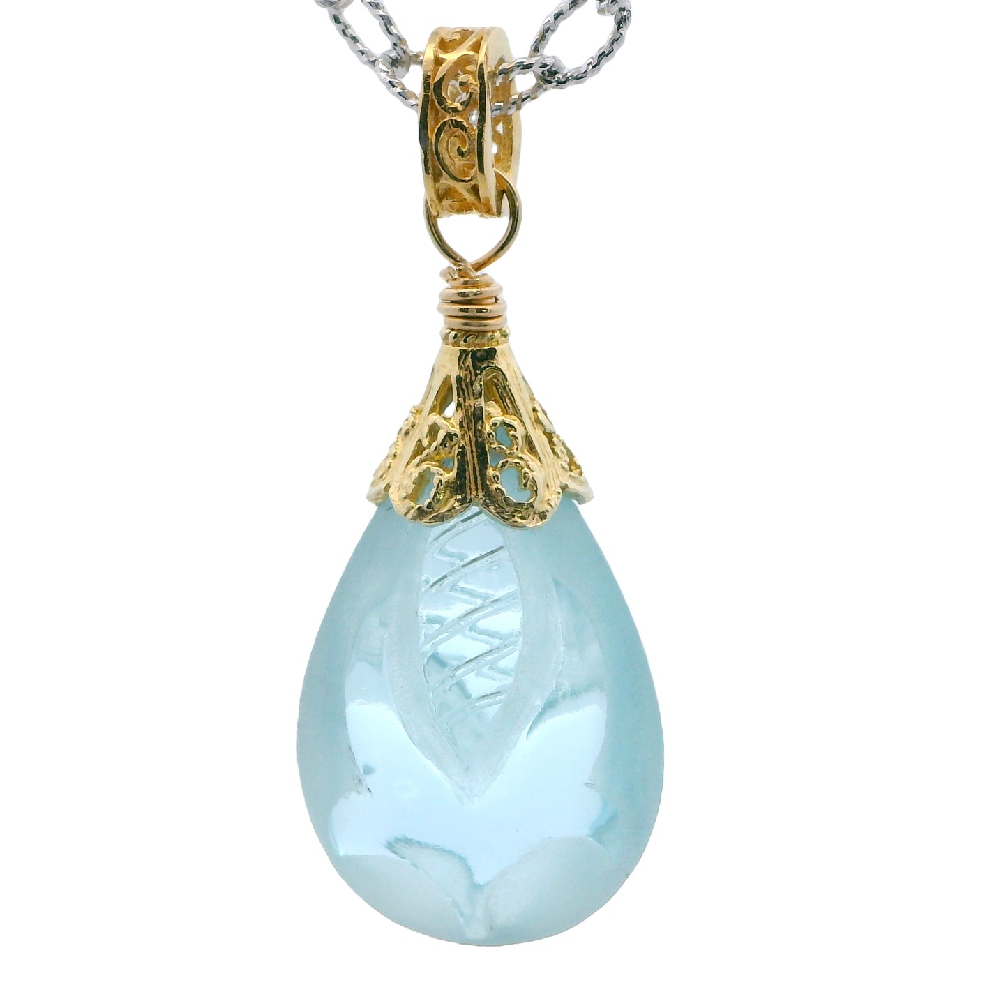 Anatoli Collection Carved Blue Topaz Pendant