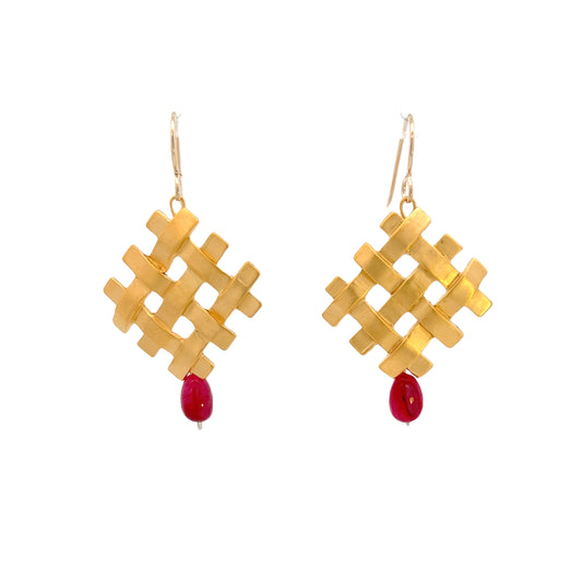 Vitrice McMurry Gold-Plated Silver "Criss-Cross" Ruby Earrings