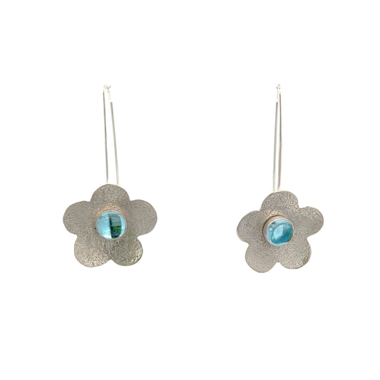 Vitrice McMurry Sterling Silver Blue Topaz Flower Earrings
