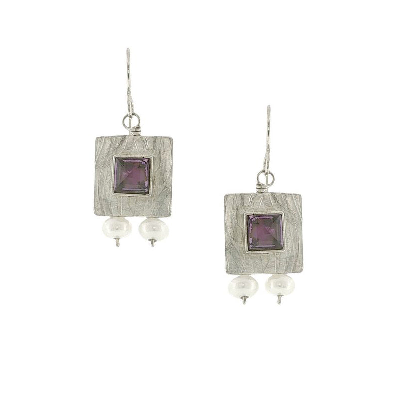 Vitrice McMurry Sterling Silver Amethyst & Pearl Earrings