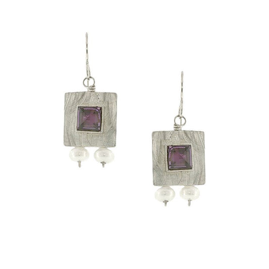 Vitrice McMurry Sterling Silver Amethyst & Pearl Earrings