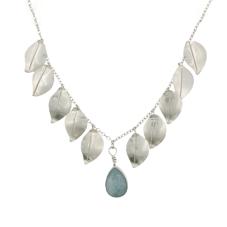 Vitrice McMurry Jewelry Sterling Silver Aquamarine Leave Necklace