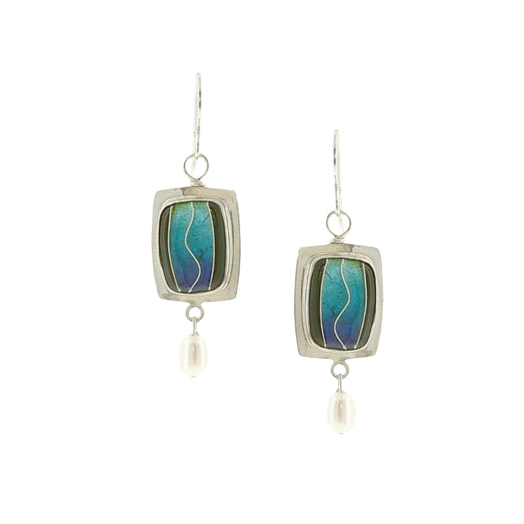 Vitrice McMurry Sterling Cloisonne Earrings with Pearls