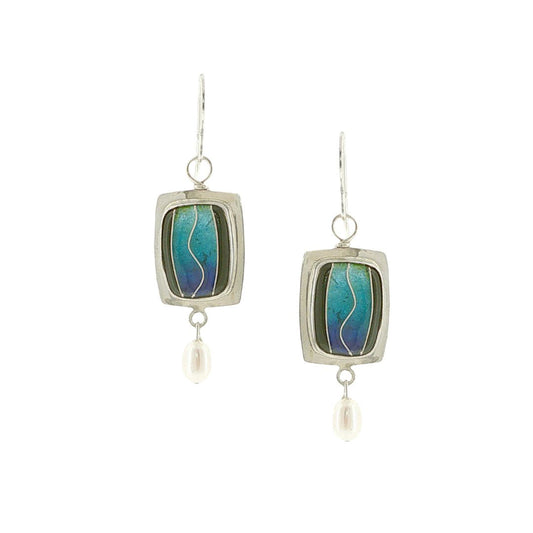 Vitrice McMurry Sterling Cloisonne Earrings with Pearls