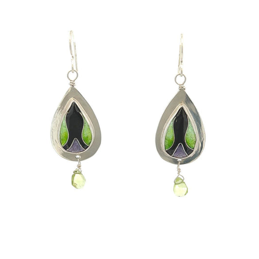 Vitrice McMurry Sterling Cloisonne Earrings with Peridot
