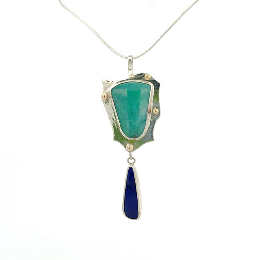 Vitrice McMurry Jewelry Sterling Silver Gem Silica & Lapis Pendant