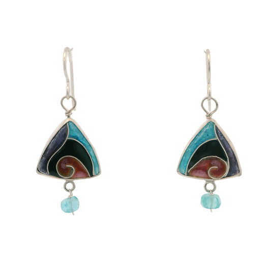 Vitrice McMurry Sterling Cloisonne Earrings with Apatite