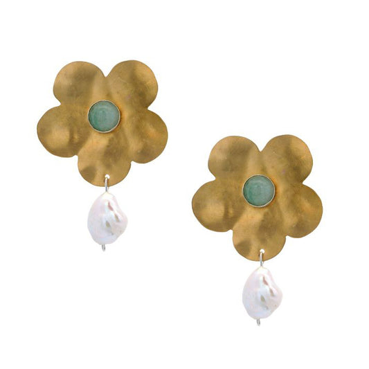 Vitrice McMurry Aventurine & Pearl Flower Earrings
