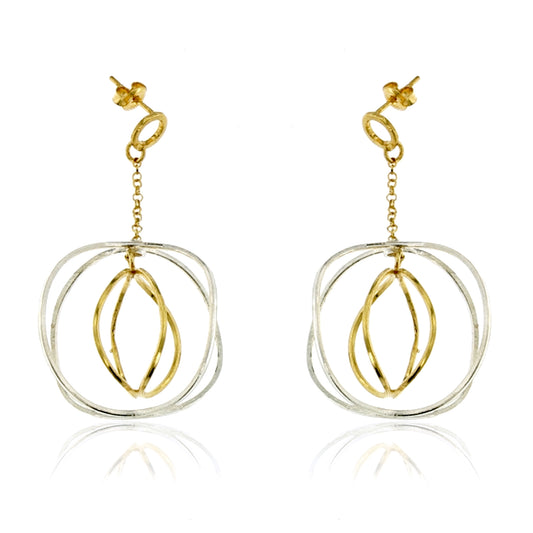 Mysterium Collection Sterling & Gold "Wavy Circle" Drop Earrings