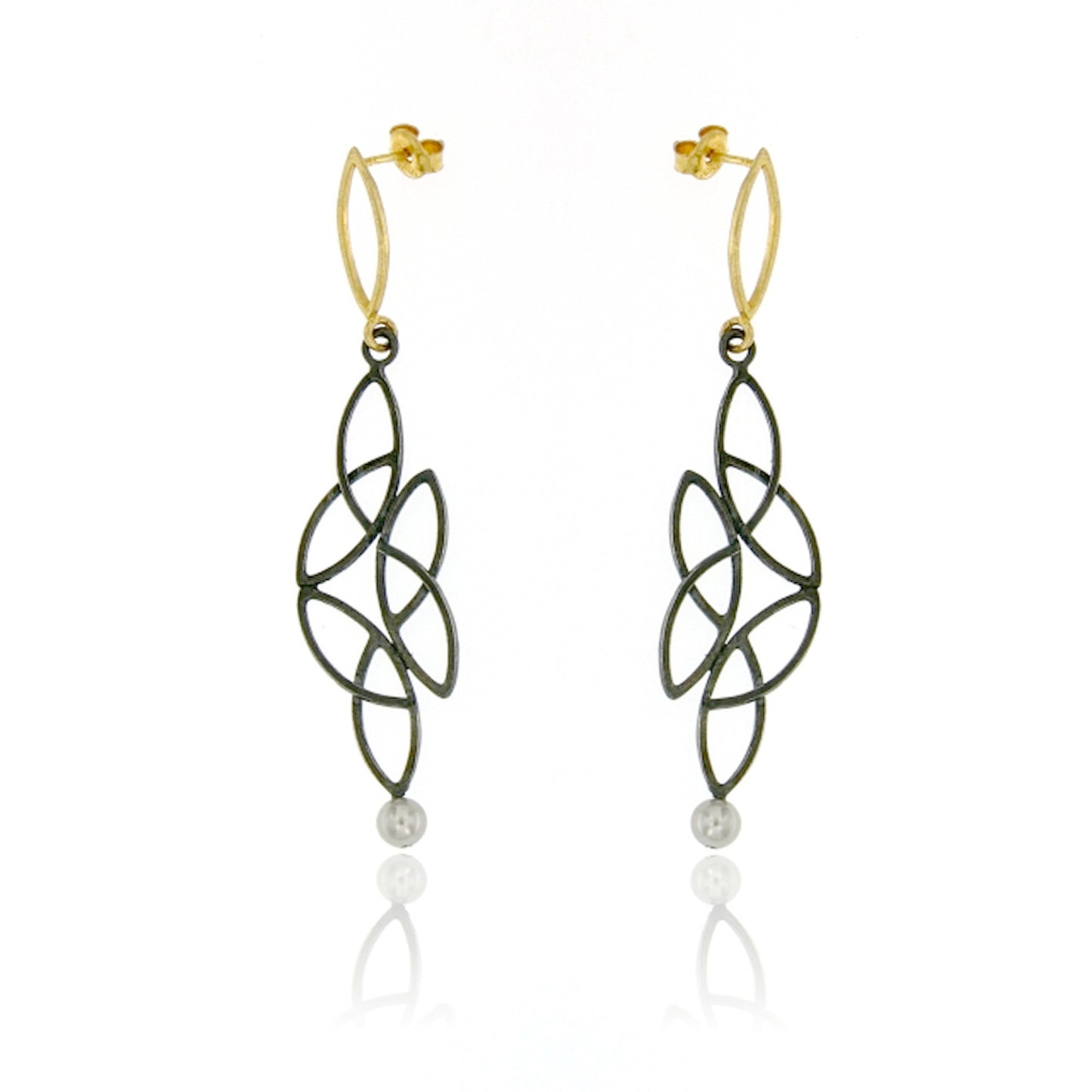 Mysterium Collection Black and Gold "Lace Marquise" Earrings