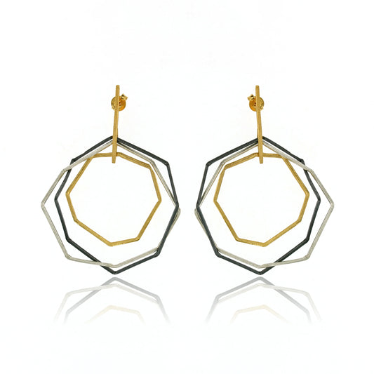 Mysterium Collection Black & Gold Octagon Earrings