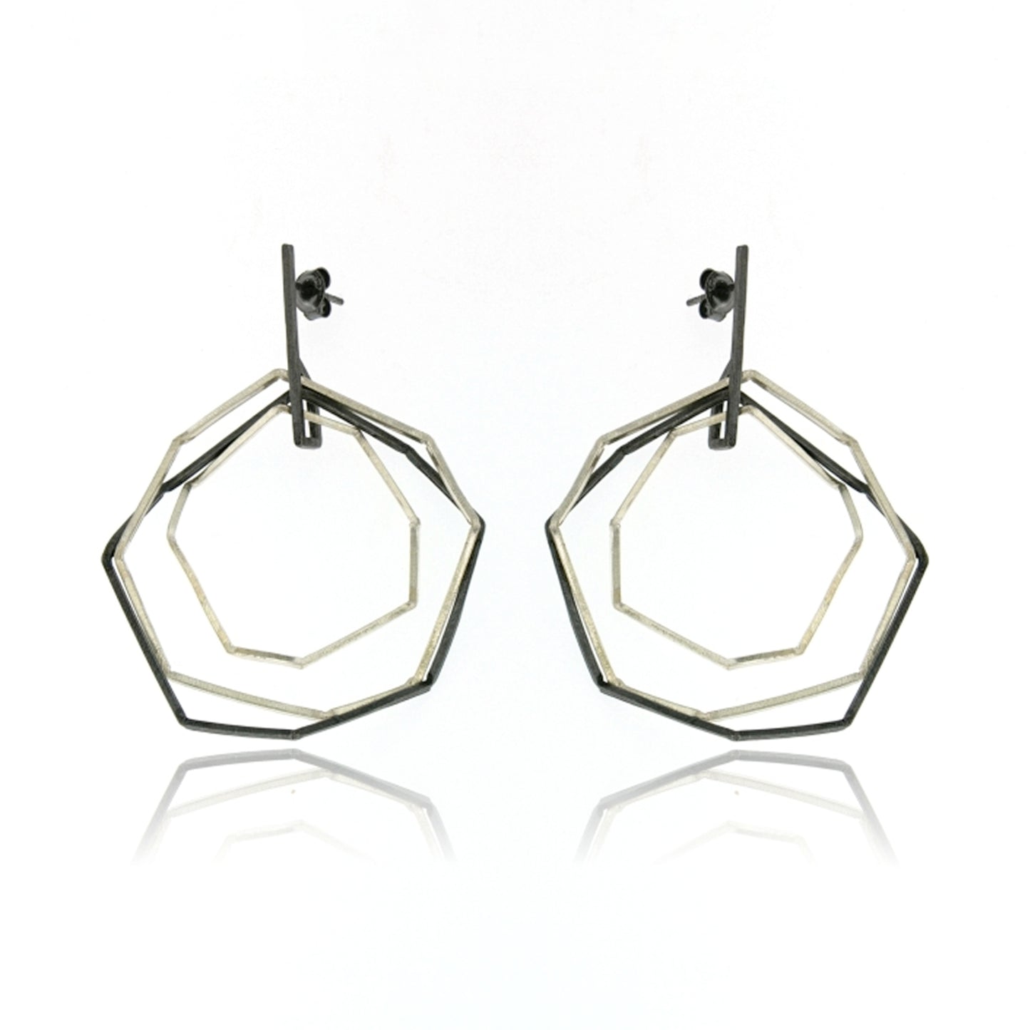 Mysterium Collection Oxidized Sterling Octagon Earrings