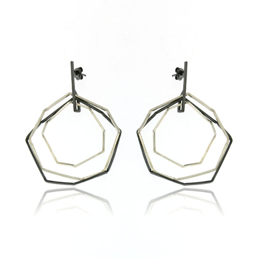 Mysterium Collection Oxidized Sterling Octagon Earrings