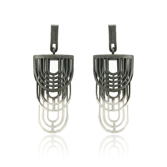 Mysterium Collection Oxidized Silver Silver "Art Deco" Earrings