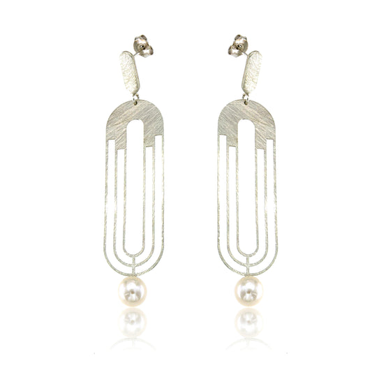 Mysterium Collection Sterling & Pearl "Art Deco" Earrings