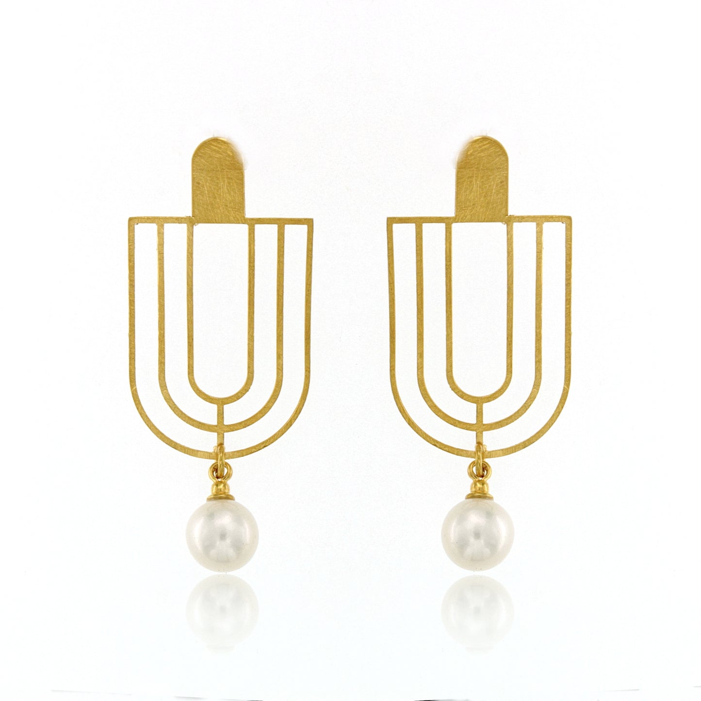 Mysterium Collection Gold & Pearl "Art Deco" Earrings