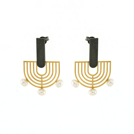 Mysterium Collection Black and Gold "Art Deco" Earrings