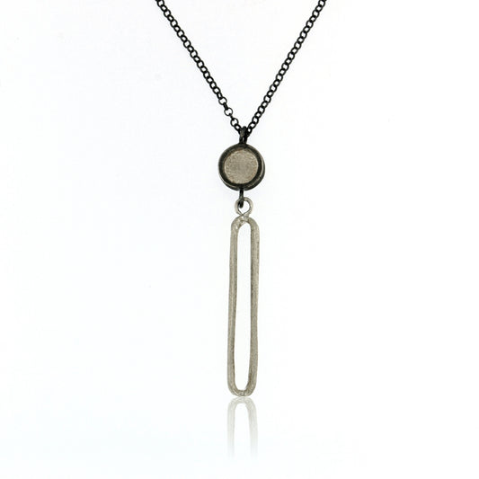 Mysterium Collection Sterling & Oxidized Oval & Dot Necklace