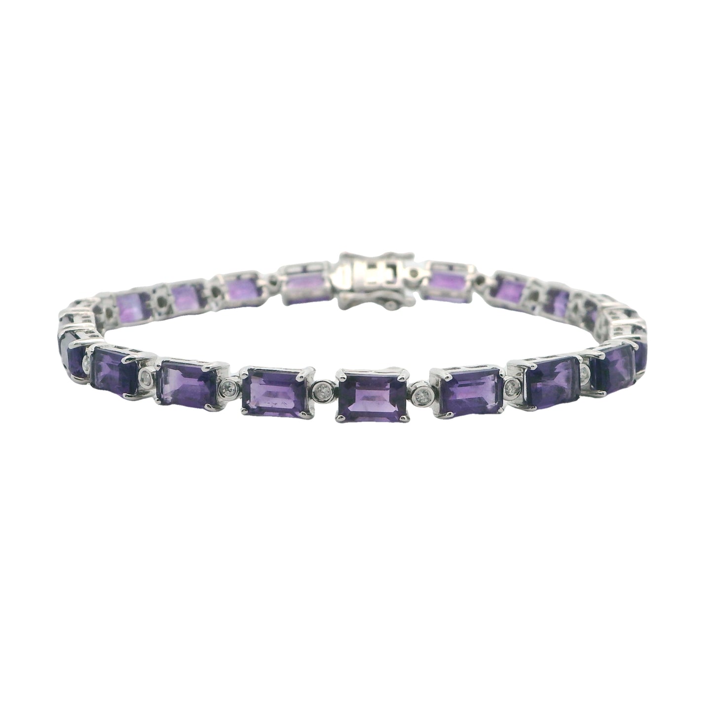 14K Gold Amethyst & Diamond Bracelet