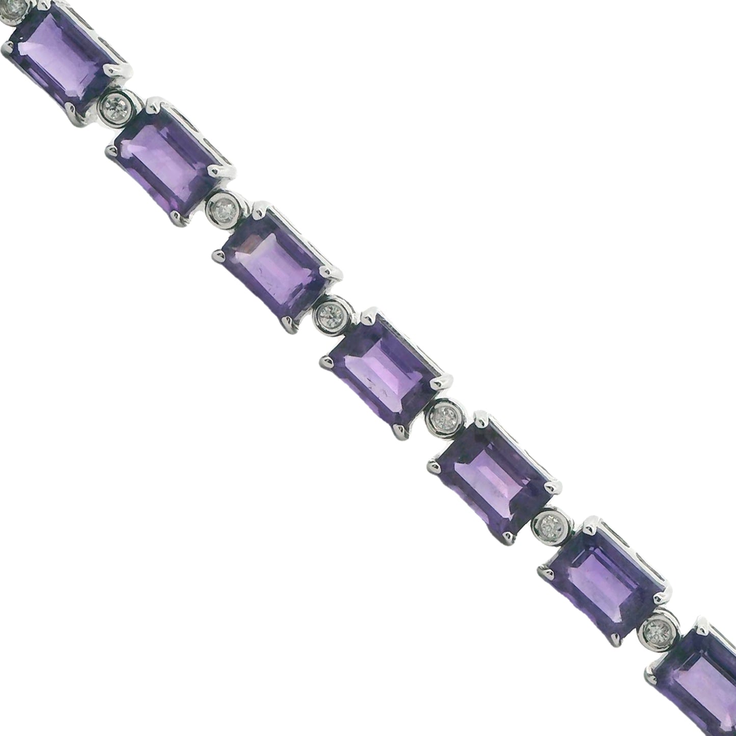 14K Gold Amethyst & Diamond Bracelet