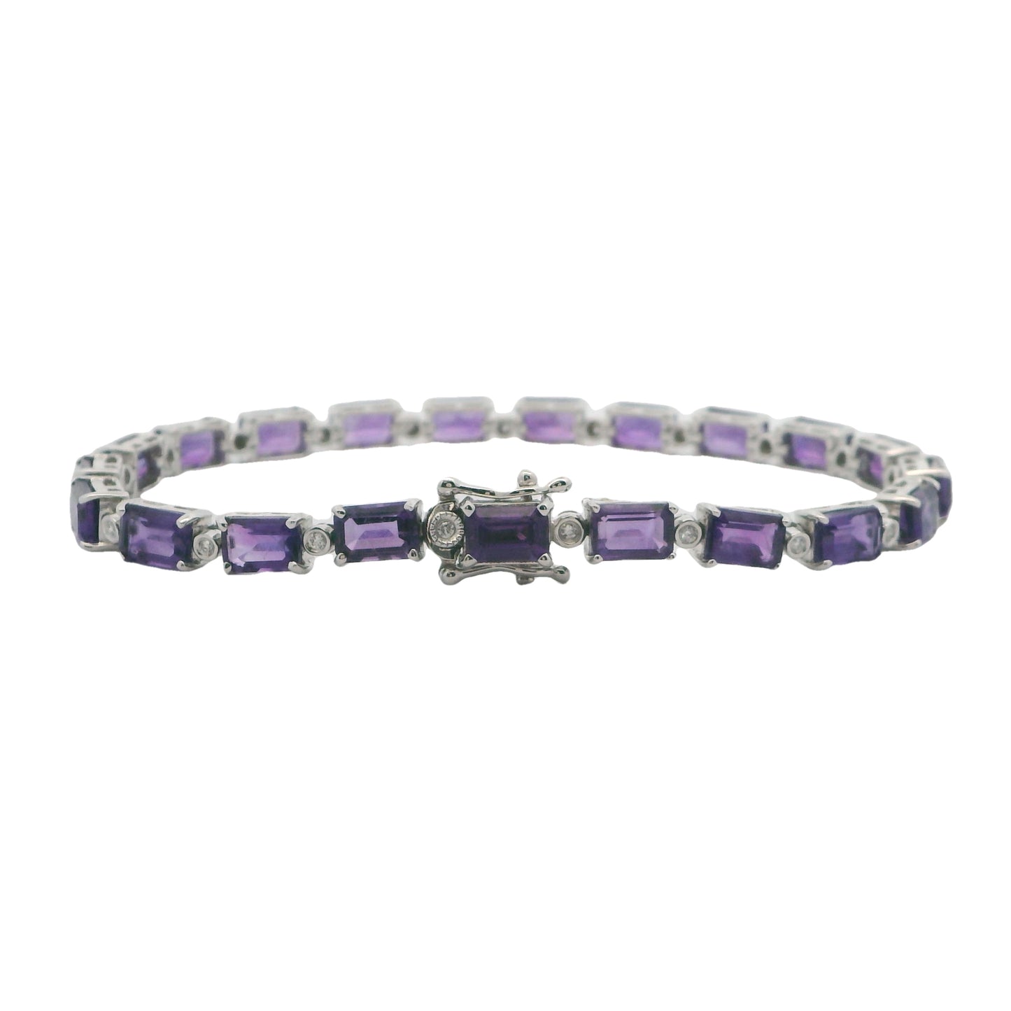 14K Gold Amethyst & Diamond Bracelet