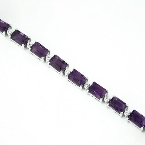 14K Gold Amethyst & Diamond Bracelet