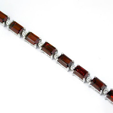 14K Gold Garnet & Diamond Bracelet