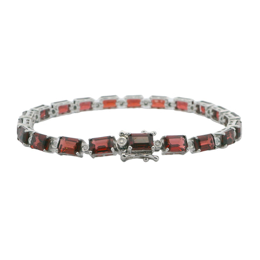 14K Gold Garnet & Diamond Bracelet