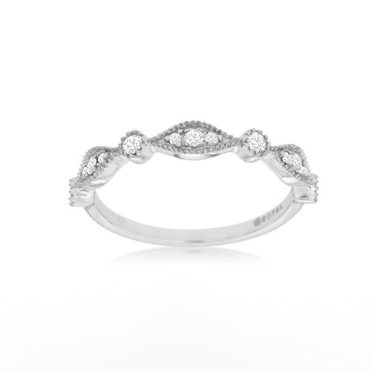 14K White Gold .20 Ct Diamond Stackable Shapes Band