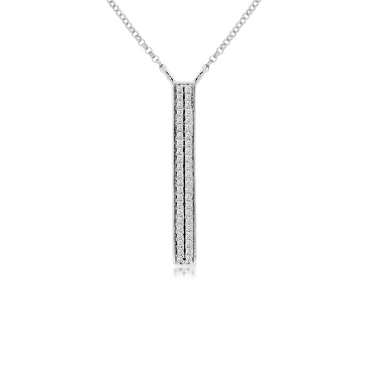 14K White Gold Diamond Bar Drop Necklace