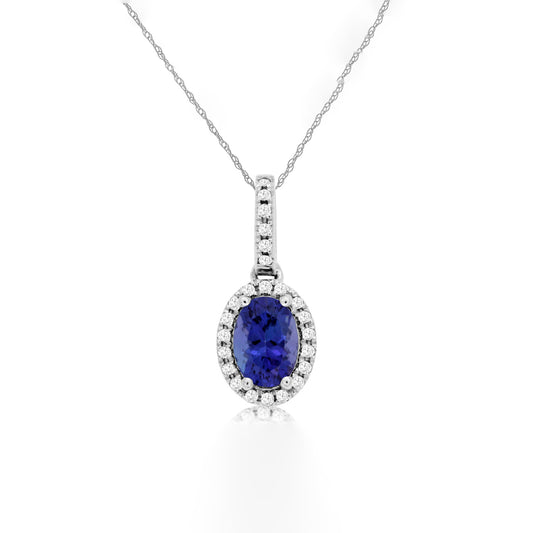 14K White Gold Tanzanite & Diamond Necklace