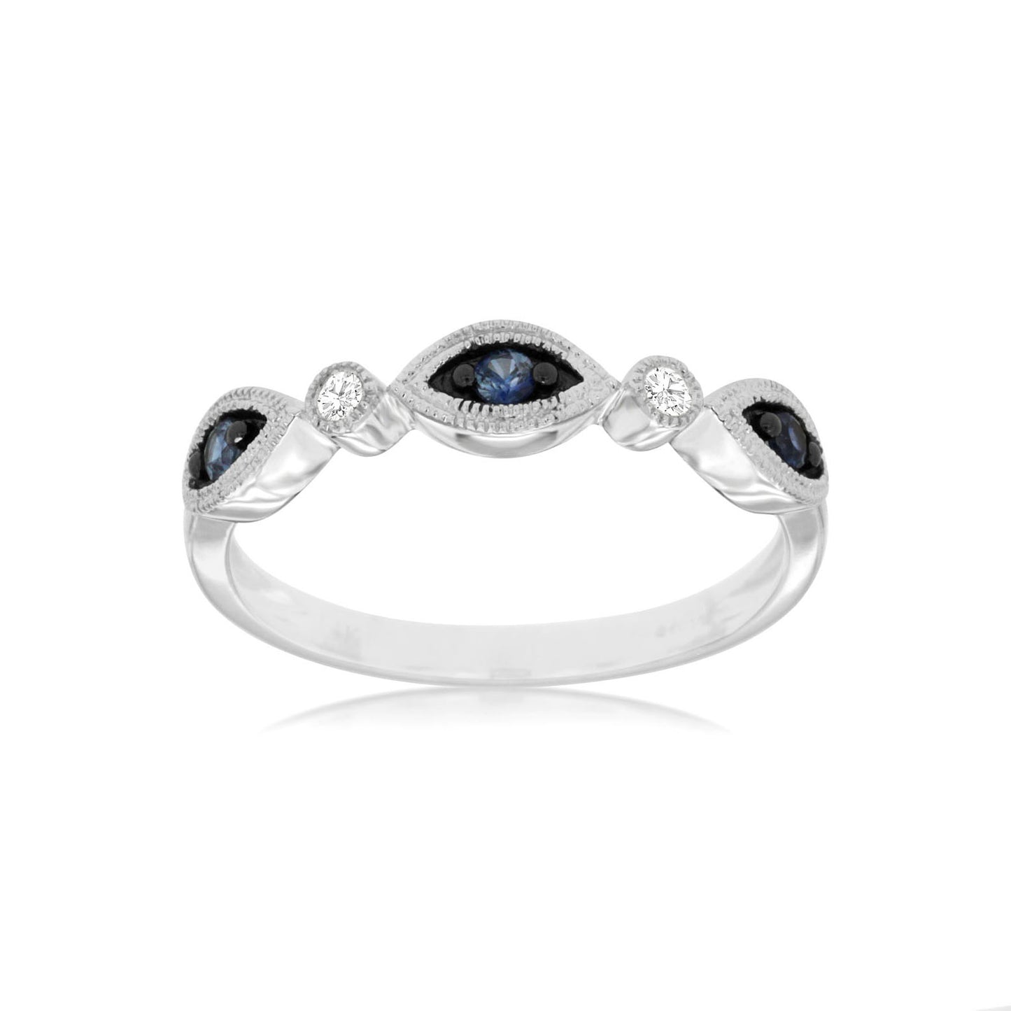 14K White Gold Sapphire and Diamond Ring