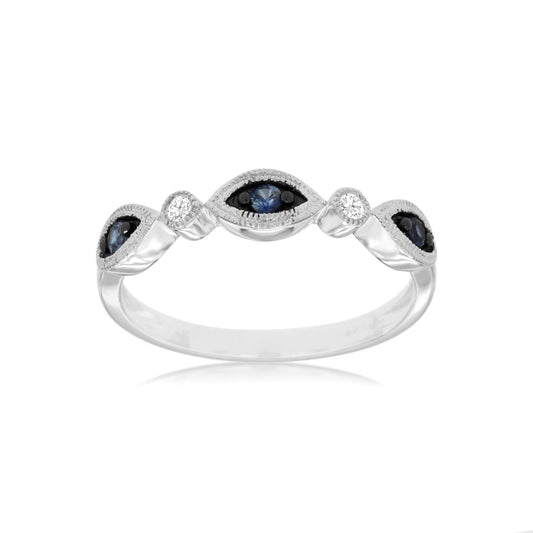 14K White Gold Sapphire and Diamond Ring