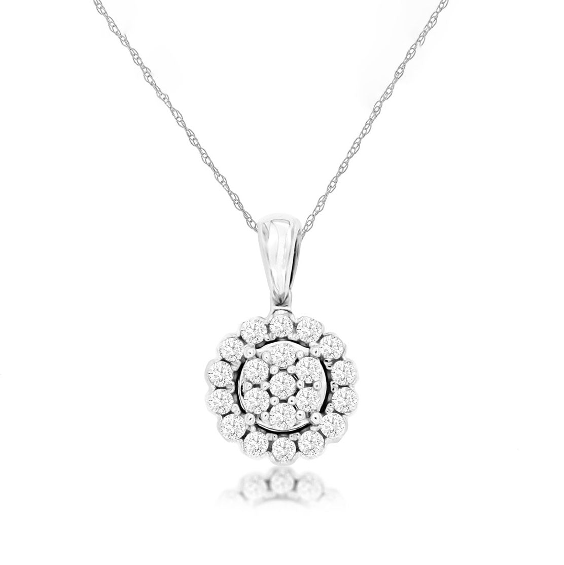 14K White Gold Diamond Pendant