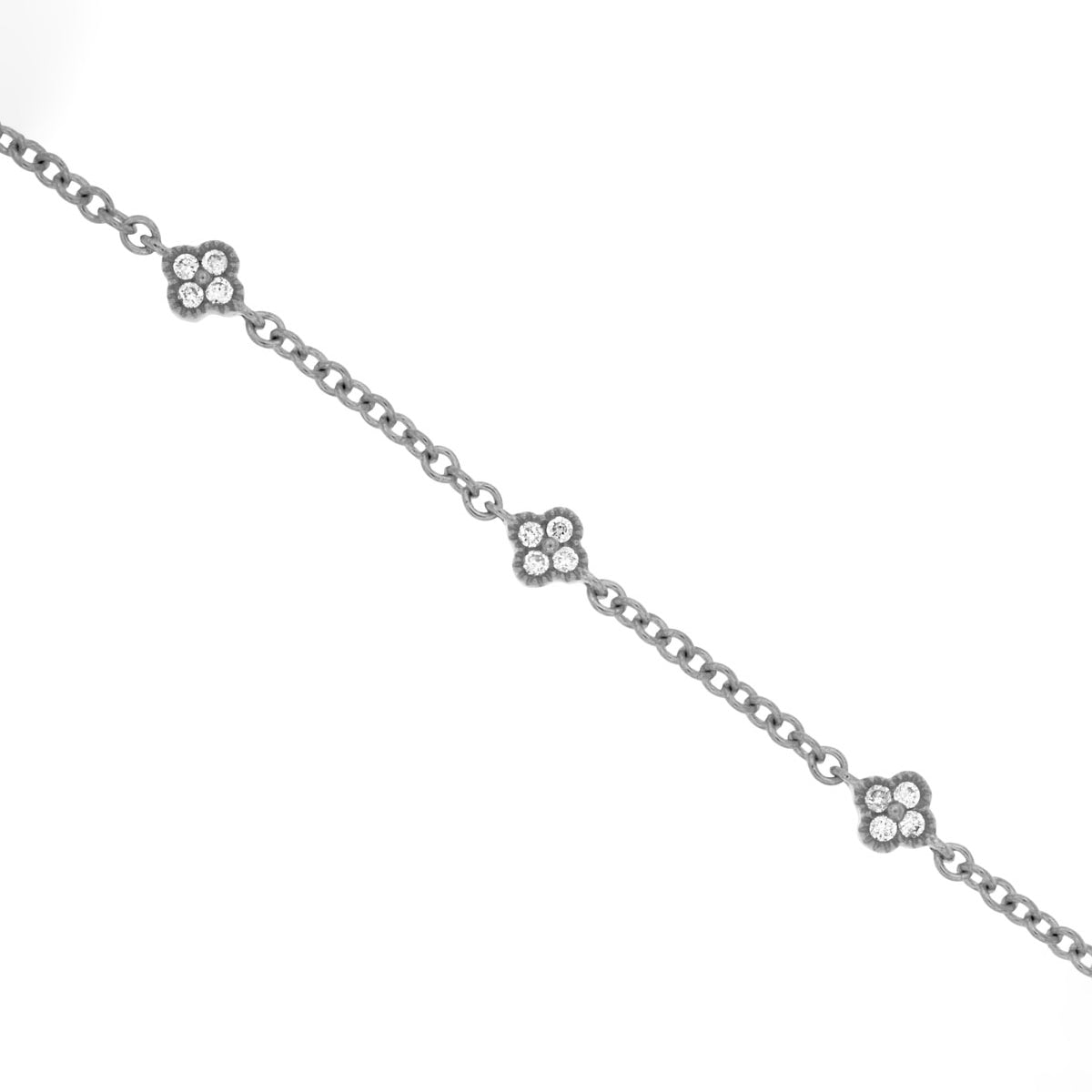 14K White Gold Diamond Stations Bracelet