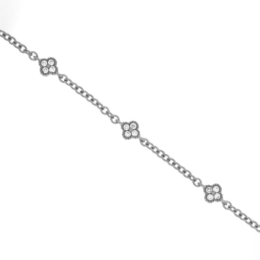 14K White Gold Diamond Stations Bracelet